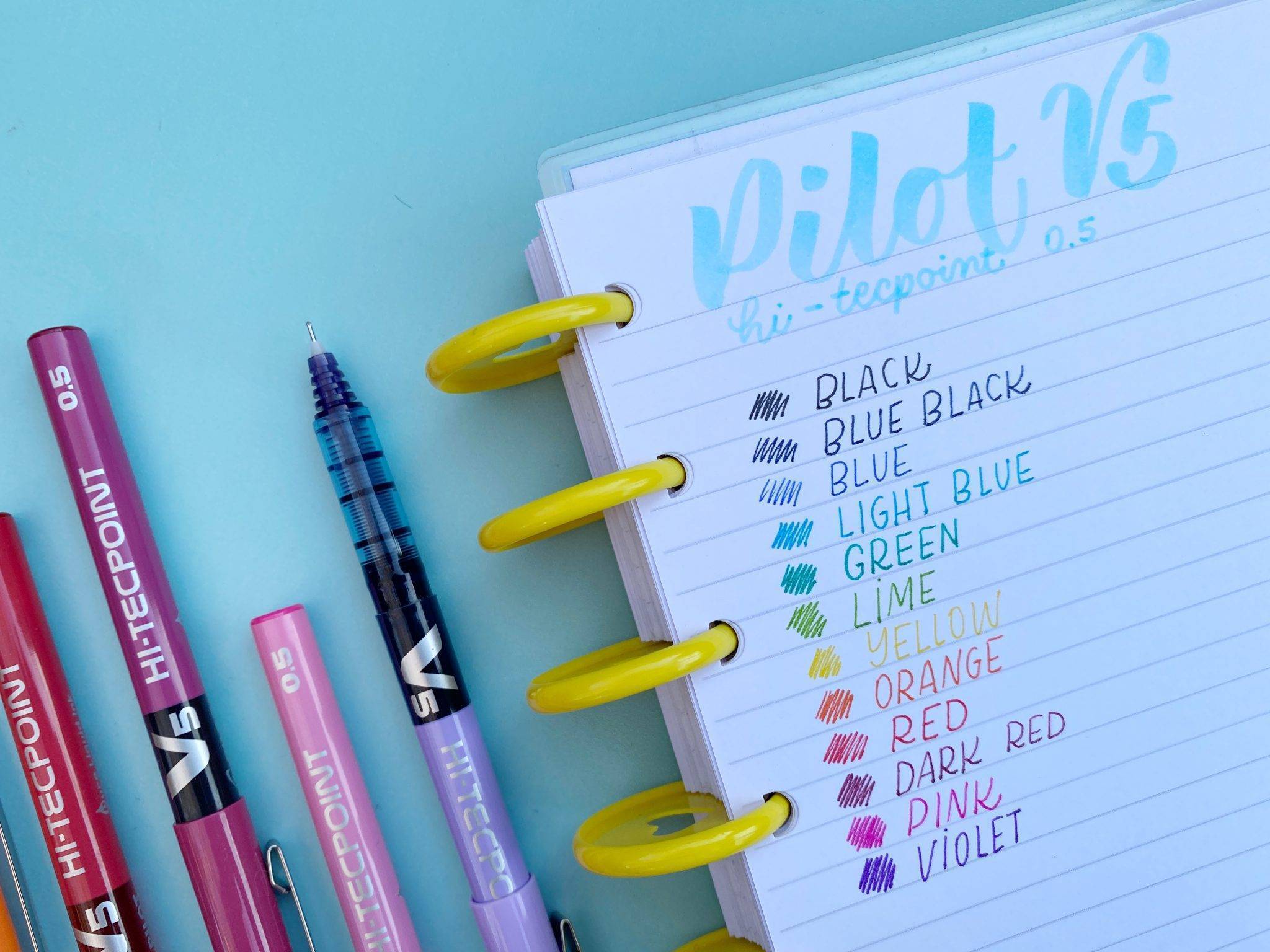 Pilot V5 Hi-Tecpoint Kugelschreiber – 3 Stück Mit 0,5 Mm Spitze & Schwarzer Flüssigtinte