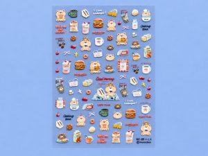 Lámina de stickers de ositos y comida