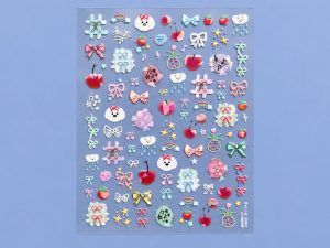 Lámina de stickers de moños y arcoíris