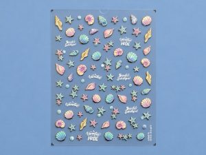 Lámina de stickers de conchas y estrellas