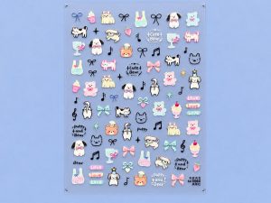 Lámina de stickers de perritos, gatitos y ositos
