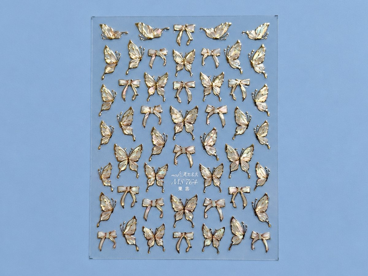 Lámina de stickers de mariposas doradas