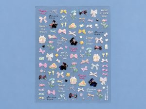 Lámina de stickers de moños y pastelitos
