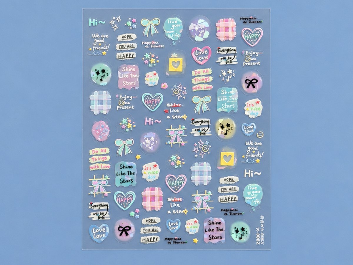 Lámina de stickers de frases pastel