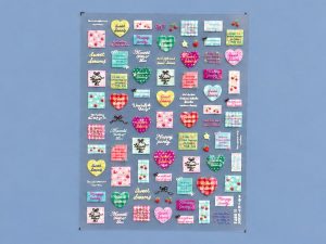Lámina de stickers de corazones cuadrillé