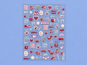 Lámina de stickers de corazones y estrellas rojas