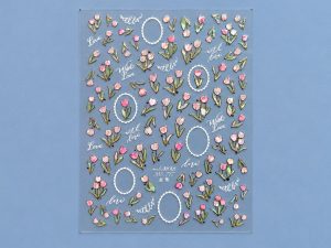 Lámina de stickers de tulipanes rosa