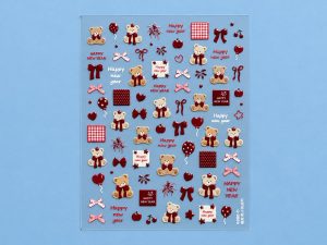 Lámina de stickers de ositos burdeos