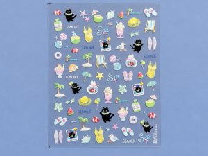 Lámina de stickers de gatos negros y verano