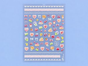 Lámina de stickers de encaje y corazones